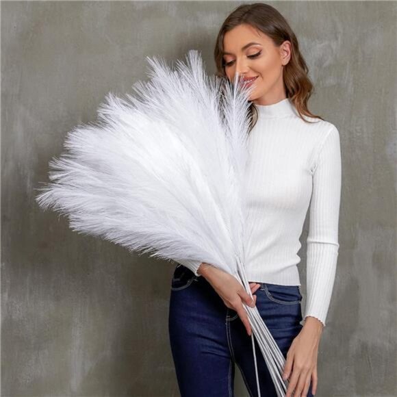 Faux Pampas Grass, 9 PCS 37''/3.1FT Tall Fluffy Fake Pompas Floral, Large - Picture 7 of 8